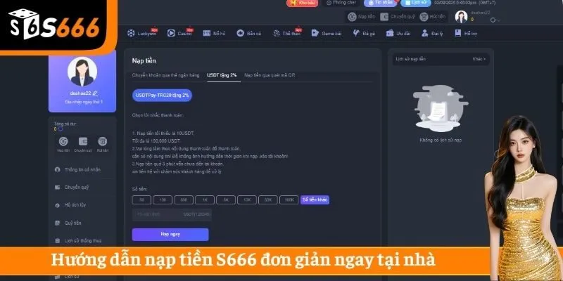 Hướng dẫn nạp tiền S666 đơn giản ngay tại nhà